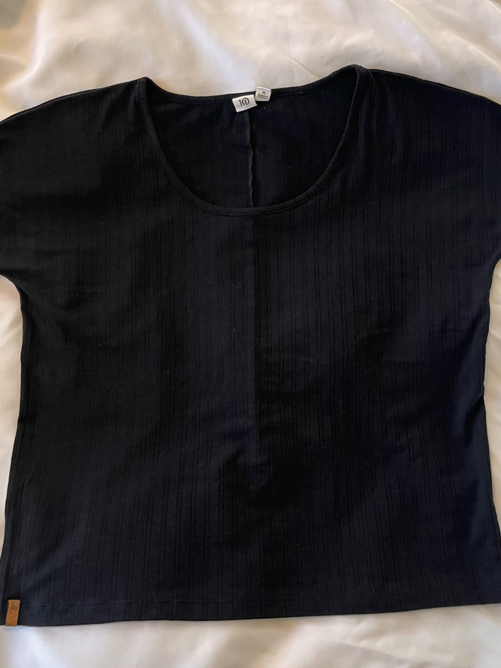 Tentree Black Ribbed Short Sleeve Tee